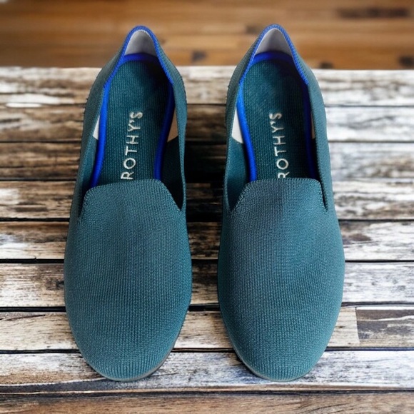 Rothy’s Retired Bottle Blue Neon Stripe Loafer - Picture 1 of 13